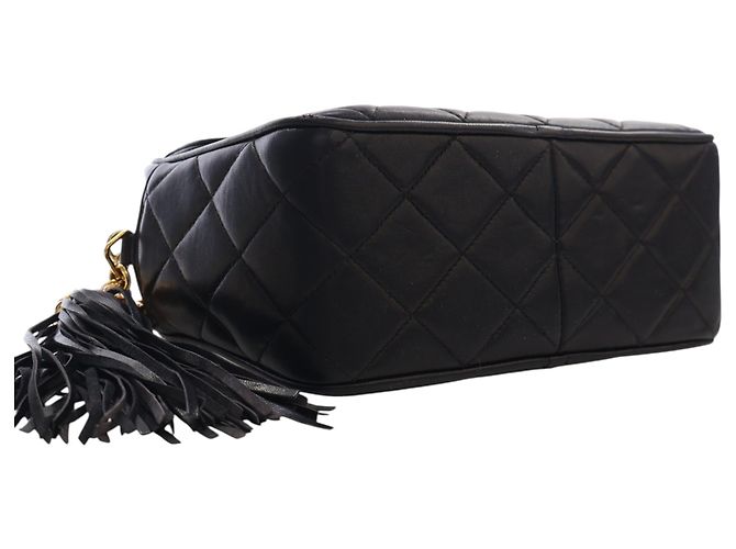 Borsa a tracolla Chanel Diana in agnello trapuntato nero Small con nappa - vista 12
