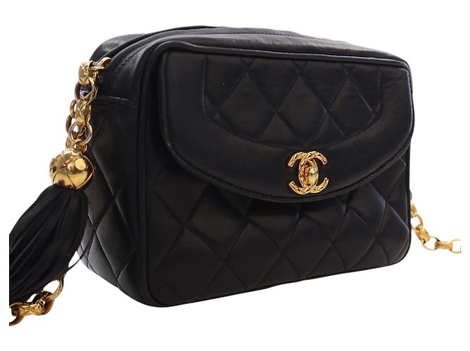 Borsa a tracolla Chanel Diana in agnello trapuntato nero Small con nappa - vista 2