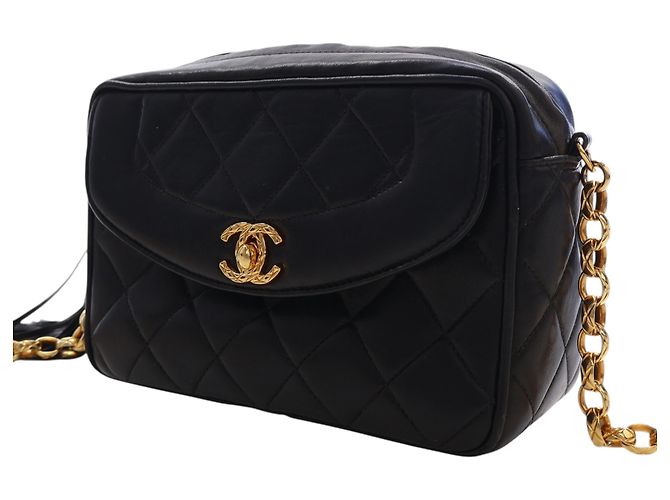 Borsa a tracolla Chanel Diana in agnello trapuntato nero Small con nappa - vista 3