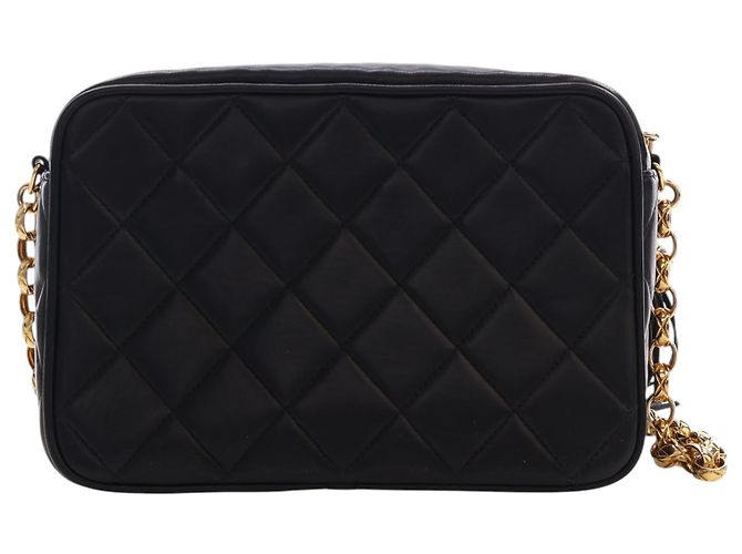 Borsa a tracolla Chanel Diana in agnello trapuntato nero Small con nappa - vista 4