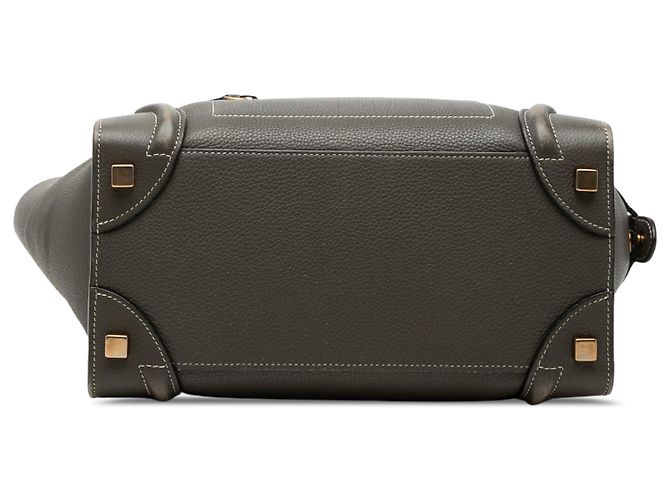 Céline Celine Micro Luggage Tote aus grauem genarbtem Kalbsleder Braun Anthrazitgrau - Ansicht 3