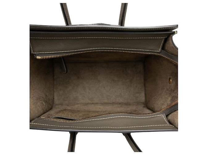 Céline Celine Micro Luggage Tote aus grauem genarbtem Kalbsleder Braun Anthrazitgrau - Ansicht 4