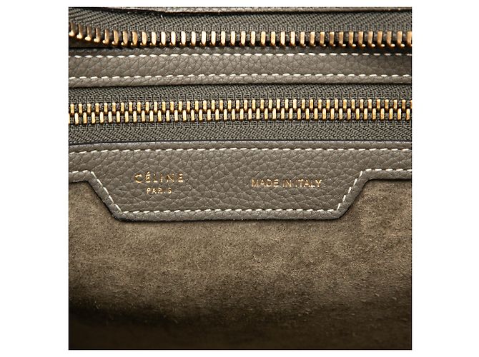 Céline Celine Micro Luggage Tote aus grauem genarbtem Kalbsleder Braun Anthrazitgrau - Ansicht 5