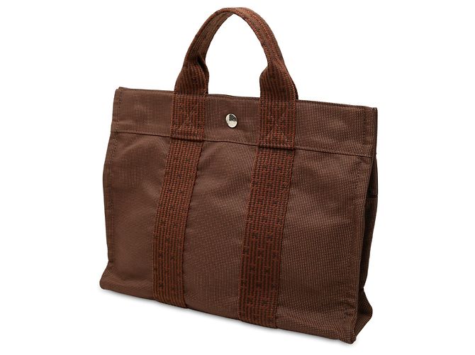 Hermès Brown Canvas Herline PM Marrone - vista 2