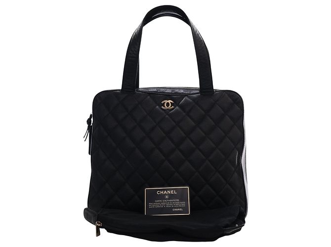 Borsa Bowler Chanel Black CC Quilted Caviar Nero - vista 15