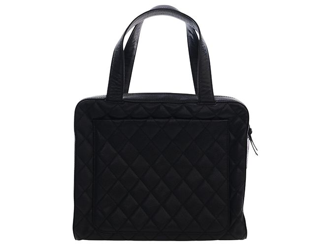 Borsa Bowler Chanel Black CC Quilted Caviar Nero - vista 4