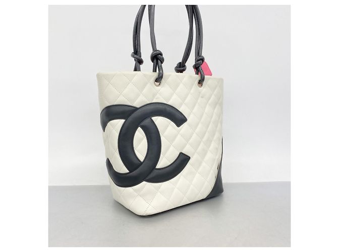 Chanel Cambon Tote Bag aus Lammleder Weiß - Ansicht 2
