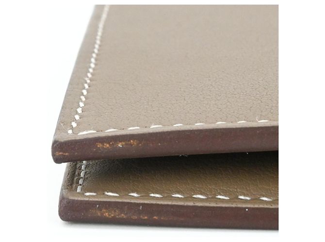 Cartera bi-fold de cuero Epsom Hermès Gris Gris pardo - vista 12