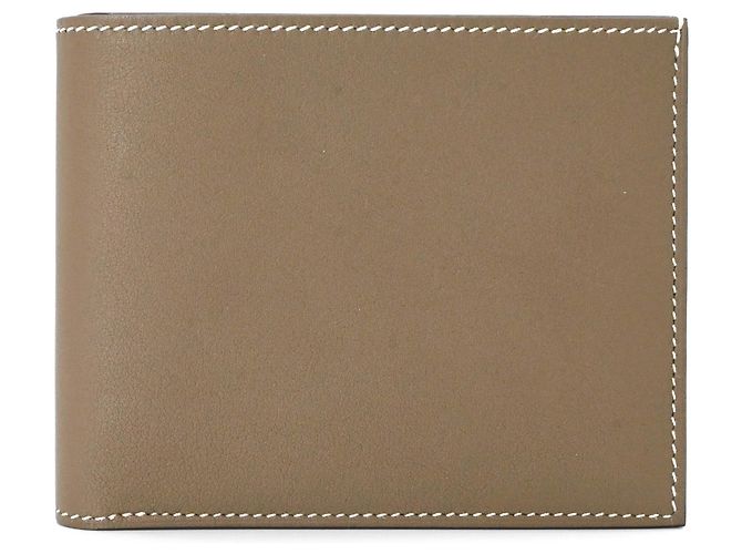 Cartera bi-fold de cuero Epsom Hermès Gris Gris pardo - vista 2