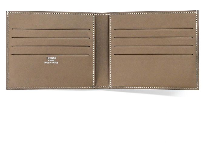 Cartera bi-fold de cuero Epsom Hermès Gris Gris pardo - vista 7