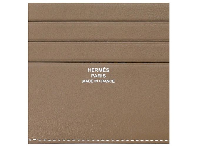Cartera bi-fold de cuero Epsom Hermès Gris Gris pardo - vista 8