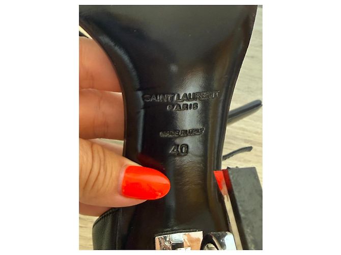 Saint Laurent Schwarze Leder Opyum YSL Absatz Sandalen Größe 40 - Ansicht 5