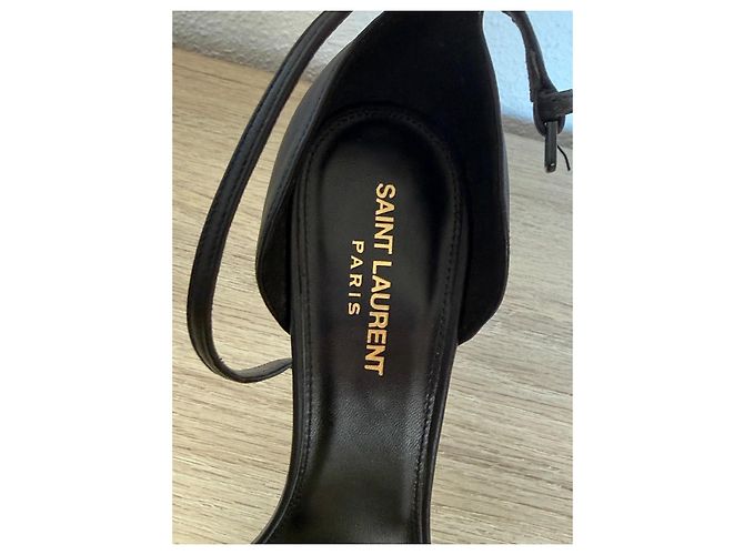 Saint Laurent Schwarze Leder Opyum YSL Absatz Sandalen Größe 40 - Ansicht 8