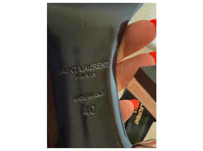 Saint Laurent Schwarze Leder Opyum YSL Absatz Sandalen Größe 40 - Ansicht 9
