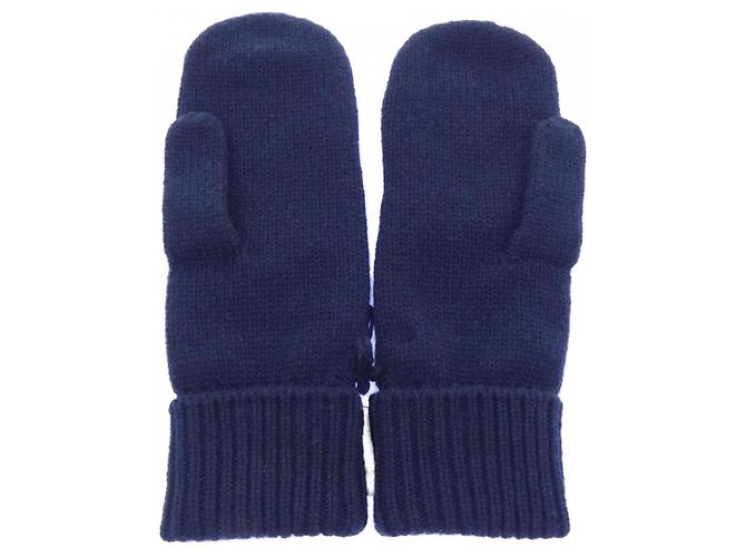 Guanti in cashmere blu navy Hermès - vista 2