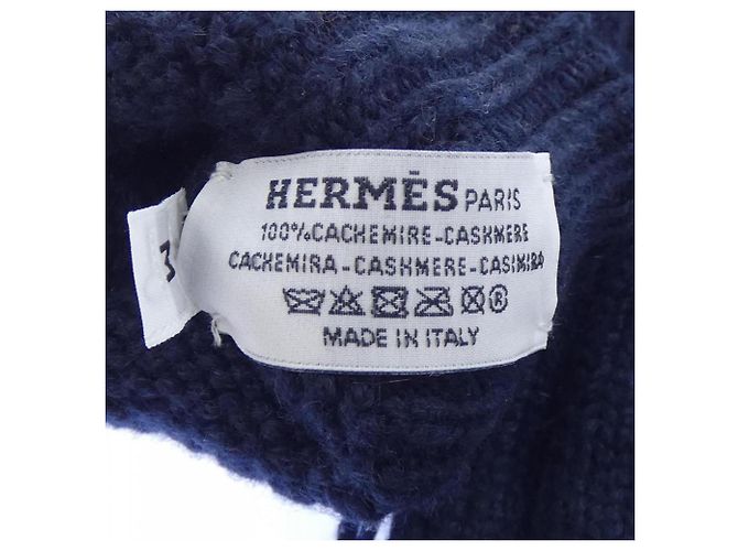 Guanti in cashmere blu navy Hermès - vista 3