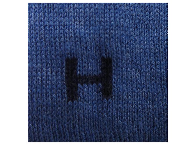 Hermès Hermes Schal aus blauer Seide und Kaschmir - Ansicht 4