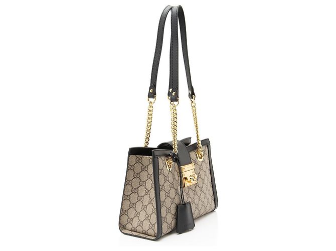 Piccola borsa a tracolla Gucci GG Supreme Padlock Chain Marrone Beige - vista 2