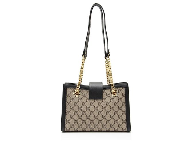 Piccola borsa a tracolla Gucci GG Supreme Padlock Chain Marrone Beige - vista 3