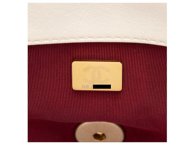 Gabrielle Borsa a tracolla Chanel Lambskin 19 Medium Flap Bianco - vista 6