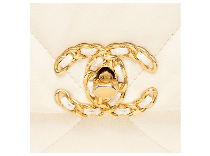 Gabrielle Borsa a tracolla Chanel Lambskin 19 Medium Flap Bianco - vista 9