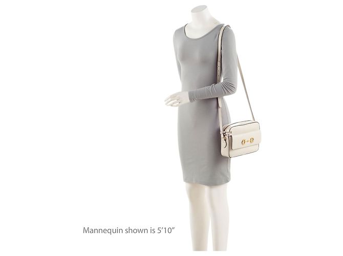 Borsa a tracolla piccola Gucci Glazed Calfskin Horsebit 1955 Bianco - vista 5