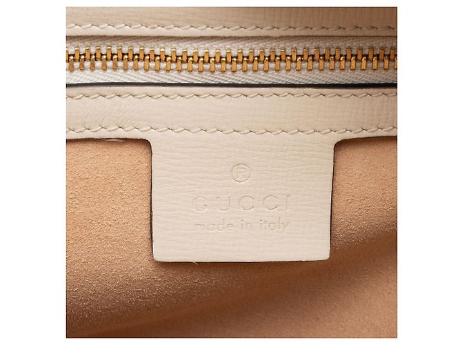 Borsa a tracolla piccola Gucci Glazed Calfskin Horsebit 1955 Bianco - vista 8