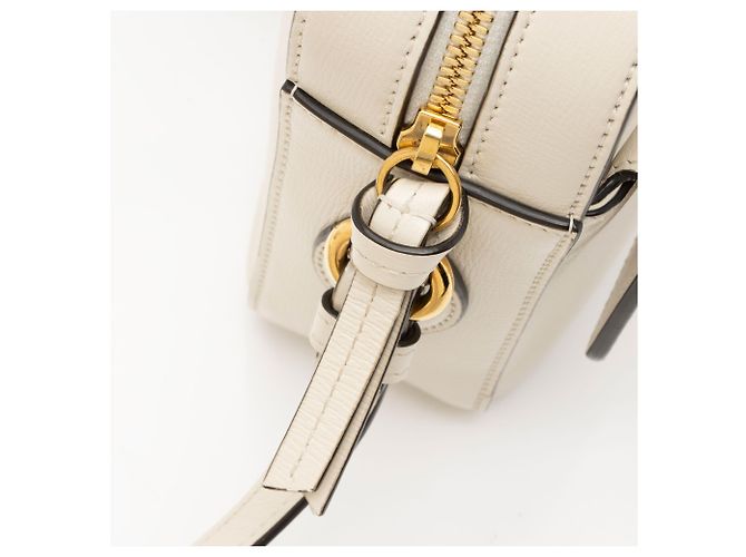 Borsa a tracolla piccola Gucci Glazed Calfskin Horsebit 1955 Bianco - vista 9