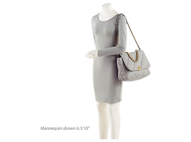 Gabrielle Borsa a tracolla Chanel Lambskin 19 Maxi Flap Cinza - vista 5