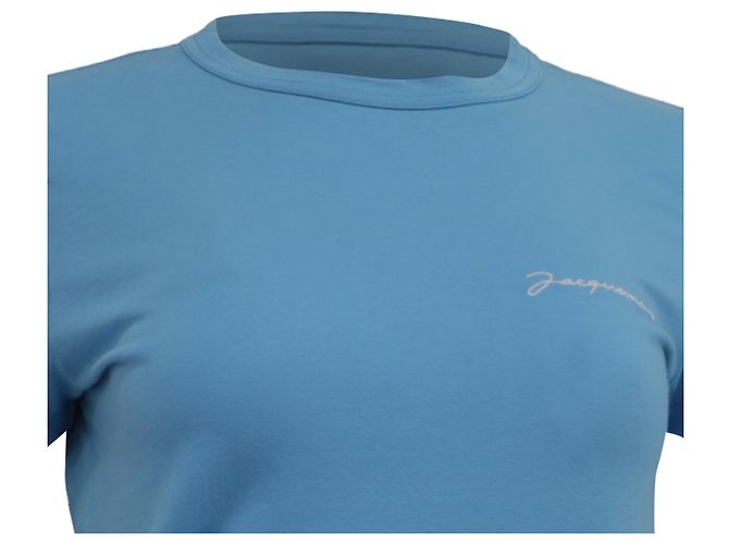 Jacquemus Le T-Shirt Brode Logo-Embroidered T-Shirt en algodón azul claro - vista 2