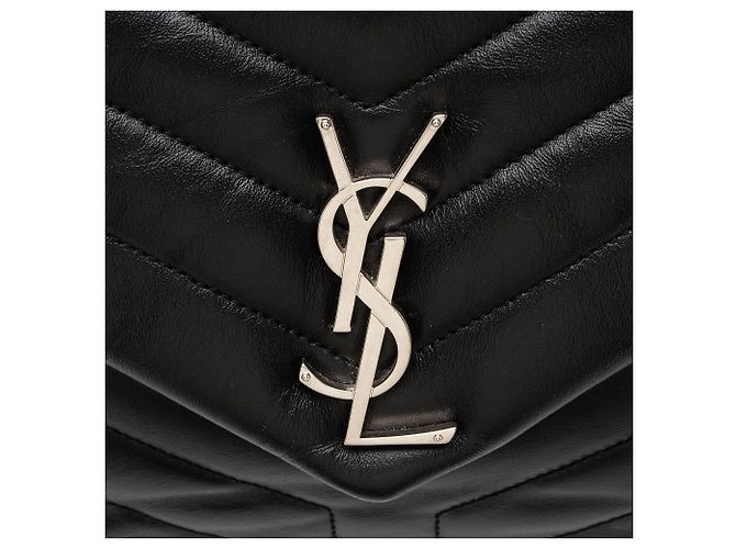 Borsa a tracolla Saint Laurent Matelasse Calfskin Monogram LouLou Chain Large Nero - vista 10