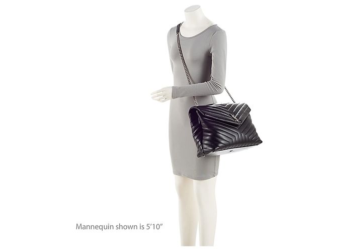 Borsa a tracolla Saint Laurent Matelasse Calfskin Monogram LouLou Chain Large Nero - vista 5