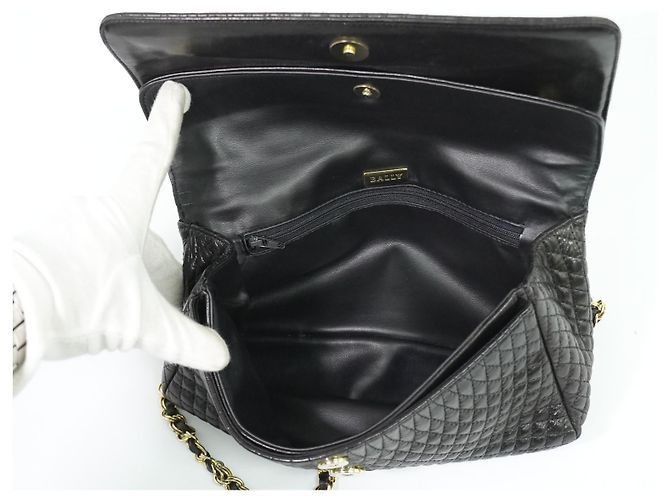 Bally Vintage Chain Pelle Trapuntata Nero - vista 3