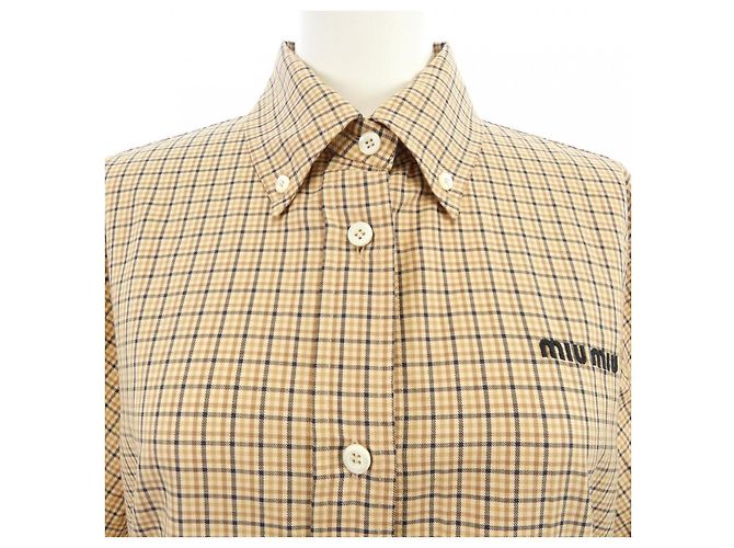 Miu Miu POPLIN KLEID Poplin-Kleid Beige - vista 5