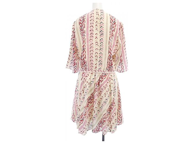 Vestido de seda Louis Vuitton Rosa Roja Beige - vista 2