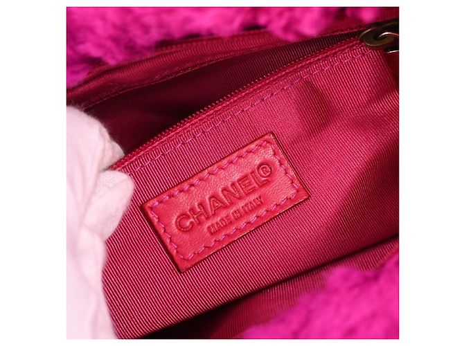 Chanel Vintage CC Chain Pelliccia di coniglio Small Rosa - vista 4