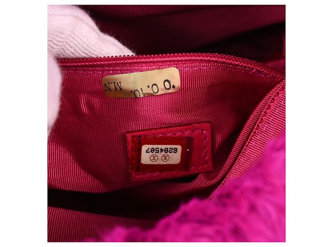 Chanel Vintage CC Chain Pelliccia di coniglio Small Rosa - vista 5
