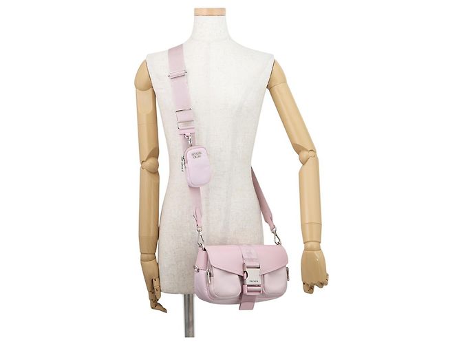 Borsa a tracolla in Re-Nylon Prada Rosa - vista 4