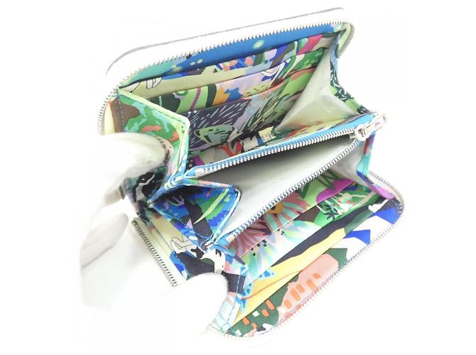 Hermès Hermes EN LIBERTE Cartera compacta de seda Blanco - vista 5