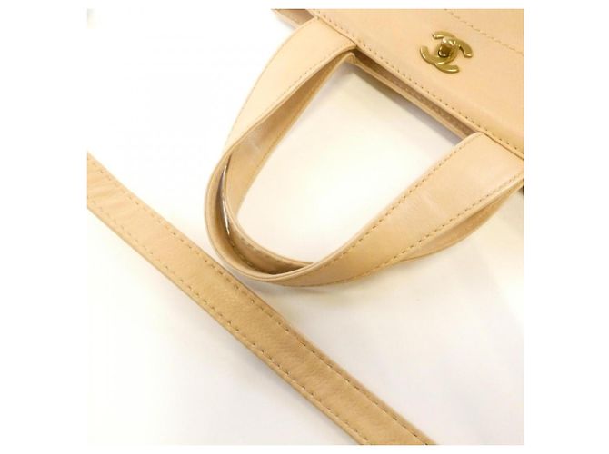 Borsa in pelle beige Chanel 17003 - vista 5