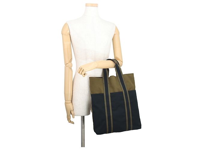Hermès Hermes Fourre-Tout Cabas Tote Bag Nero Verde - vista 4