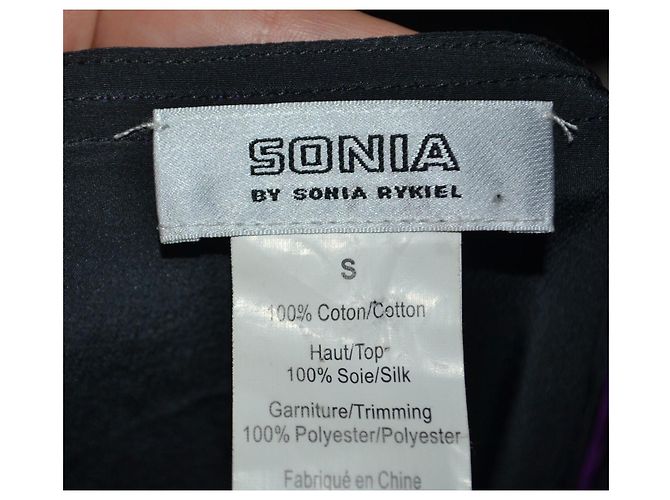 Abito Midi Sonia Rykiel in Seta e Cotone Nero e Viola Blu Porpora - vista 4