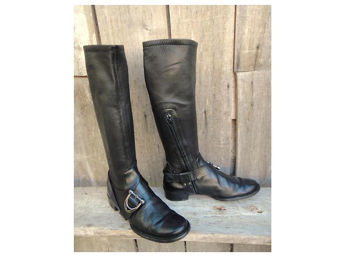 Céline Botas altas de cuero negro - vista 2