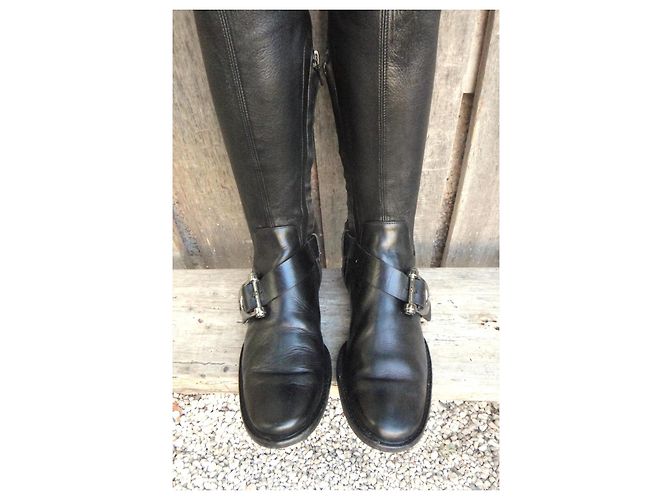 Céline Botas altas de cuero negro - vista 4