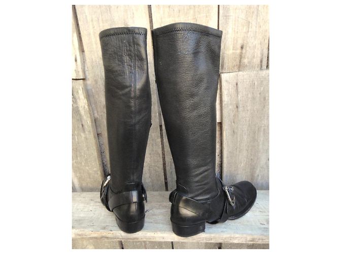 Céline Botas altas de cuero negro - vista 5