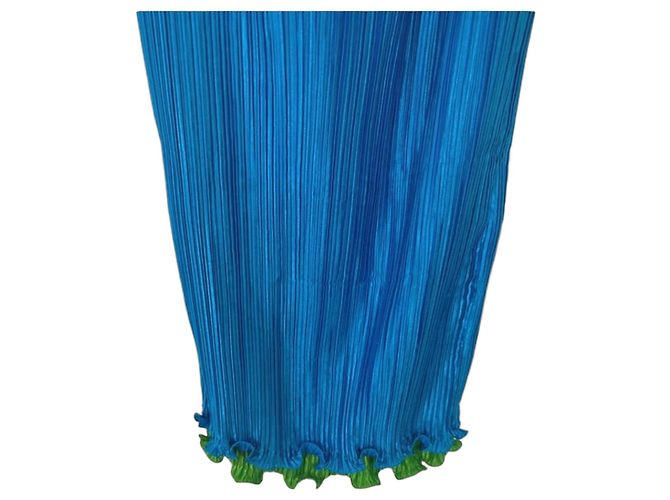 Vestido de seda plisado azul Versace - vista 2