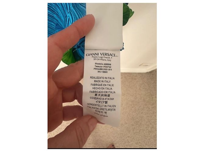 Vestido de seda plisado azul Versace - vista 4