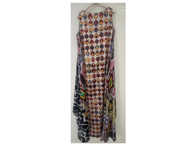 Autre Marque Afroditi Hera Maxikleid mit ethnischem Print Braun Schwarz Weiß Rot Blau Mehrfarben Grün Gelb - Ansicht 2