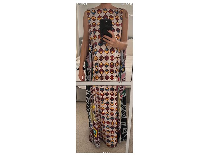 Autre Marque Afroditi Hera Maxikleid mit ethnischem Print Braun Schwarz Weiß Rot Blau Mehrfarben Grün Gelb - Ansicht 5