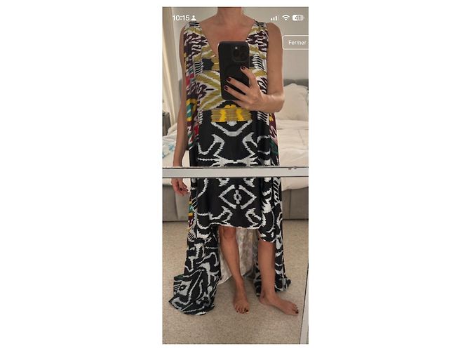 Autre Marque Afroditi Hera Maxikleid mit ethnischem Print Braun Schwarz Weiß Rot Blau Mehrfarben Grün Gelb - Ansicht 6